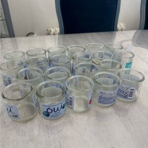 Lot of 21 Oui Glass Yogurt Jars for Candle Making, Crafts, Organization, Wedding
